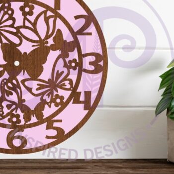 Intra απο ξύλο plywood 3mm-4mm πάχος Ρολόι τοίχου Butterfly  Cut  Δίασταση 8x8 cm INTRAFABR-85418152 - Image 2
