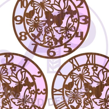 Intra απο ξύλο plywood 3mm-4mm πάχος Ρολόι τοίχου Butterfly  Cut  Δίασταση 8x8 cm INTRAFABR-85418152 - Image 5