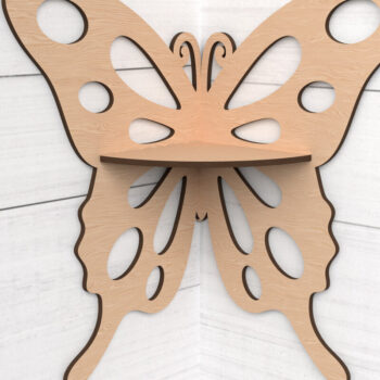 Intra απο ξύλο plywood 3mm-4mm πάχος Γωνιακό ράφι τοίχου πεταλούδα Δίασταση 8x8 cm INTRAFABR-118731688 - Image 1