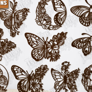 Intra απο ξύλο plywood 3mm-4mm πάχος κοπής με λέιζερ διακόσμηση τοίχου πεταλούδας Δίασταση 40x40 cm INTRAFABR-123419269