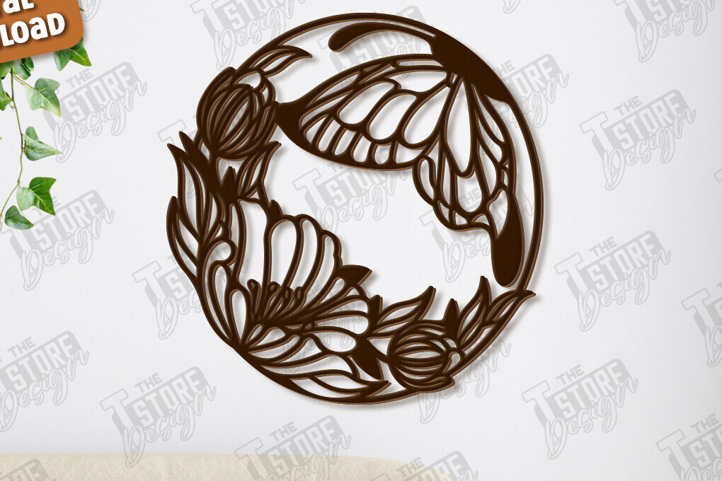 Intra απο ξύλο plywood 3mm-4mm πάχος Διακόσμηση τοίχου με πεταλούδα | Φύση Δίασταση 40x40 cm INTRAFABR-123120340