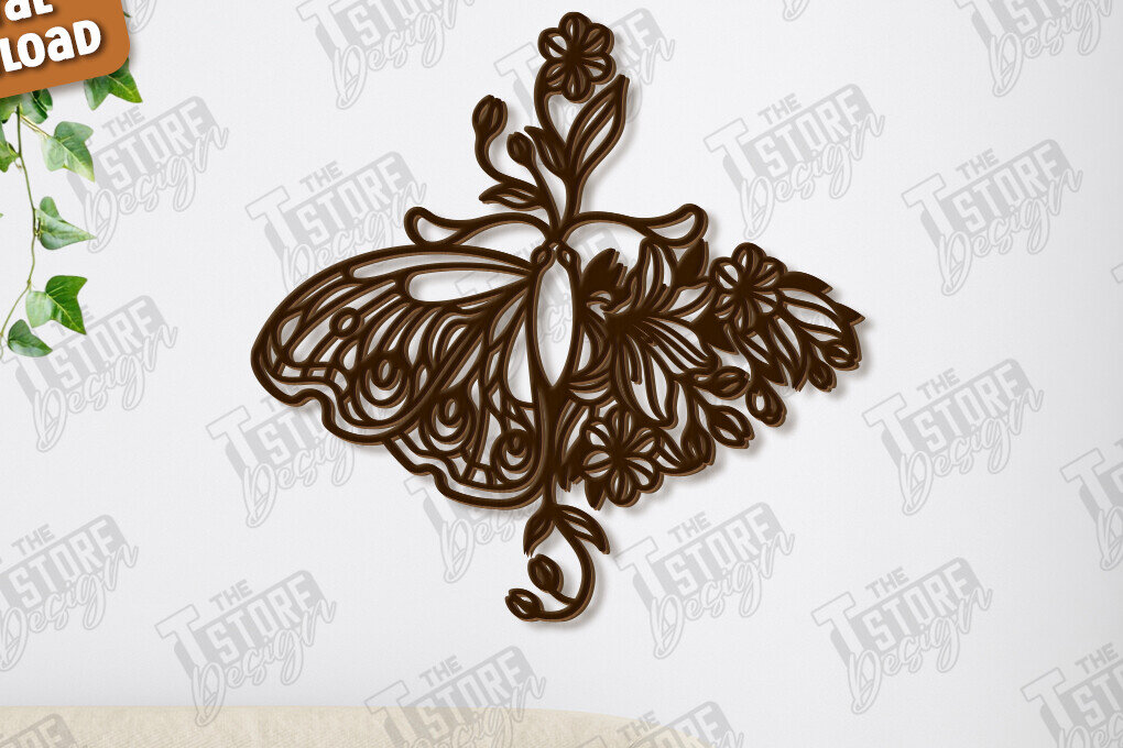 Intra απο ξύλο plywood 3mm-4mm πάχος Διακόσμηση τοίχου πεταλούδας με λέιζερ | Τέχνη τοίχου Δίασταση 40x40 cm INTRAFABR-123419195