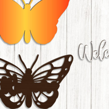 Intra απο ξύλο plywood 3mm-4mm πάχος Butterfly Welcome Sign Δίασταση 30x20 cm INTRAFABR-123641728 - Image 2