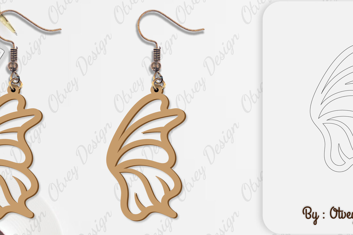 Intra απο ξύλο plywood 3mm-4mm πάχος Σκουλαρίκι με φτερό πεταλούδας Δίασταση 3x3 cm INTRAFABR-101162732