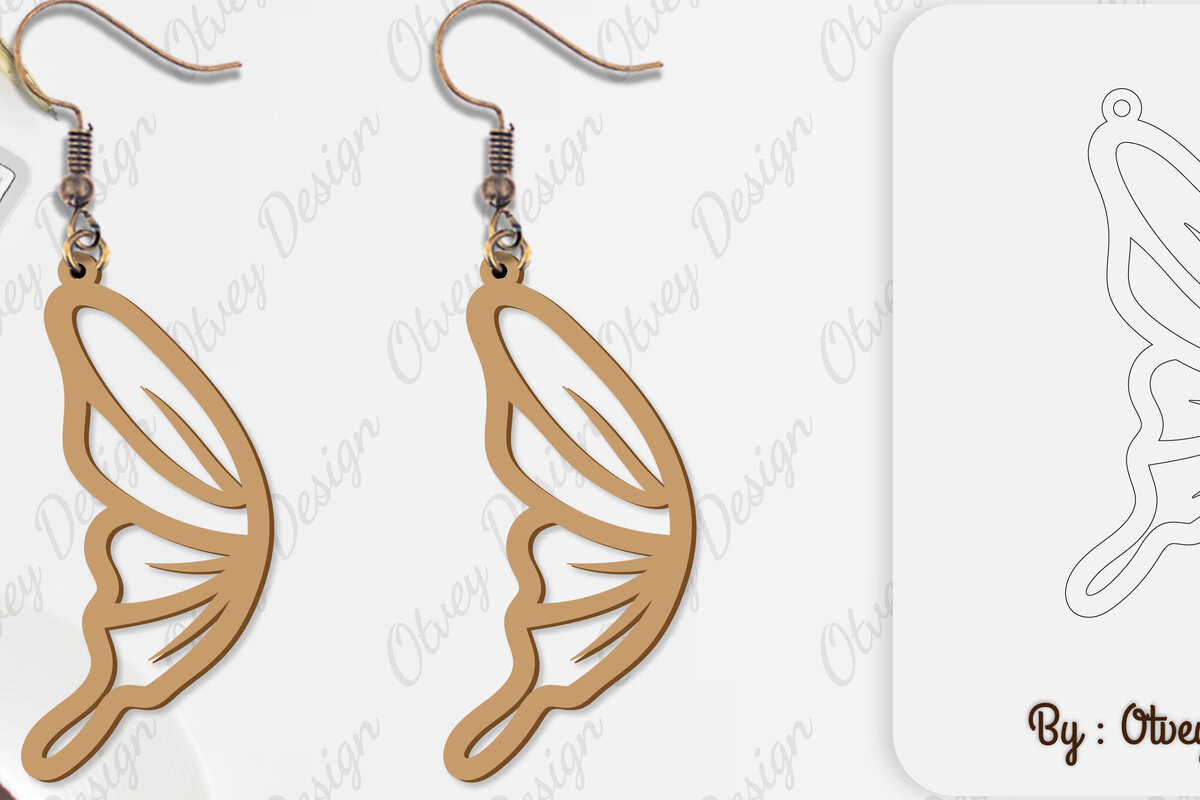 Intra απο ξύλο plywood 3mm-4mm πάχος Σκουλαρίκι με φτερό πεταλούδας Δίασταση 3x3 cm INTRAFABR-101162758