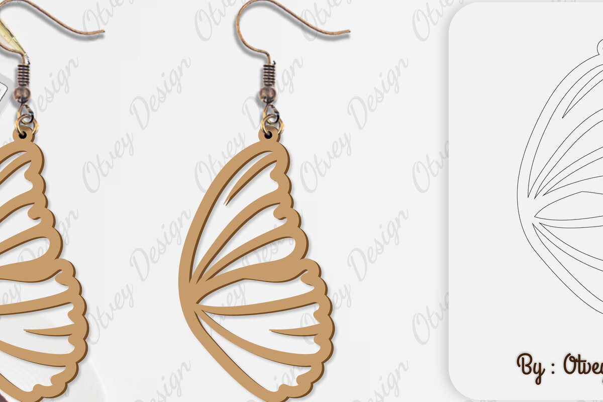 Intra απο ξύλο plywood 3mm-4mm πάχος Σκουλαρίκι με φτερό πεταλούδας Δίασταση 3x3 cm INTRAFABR-101162791