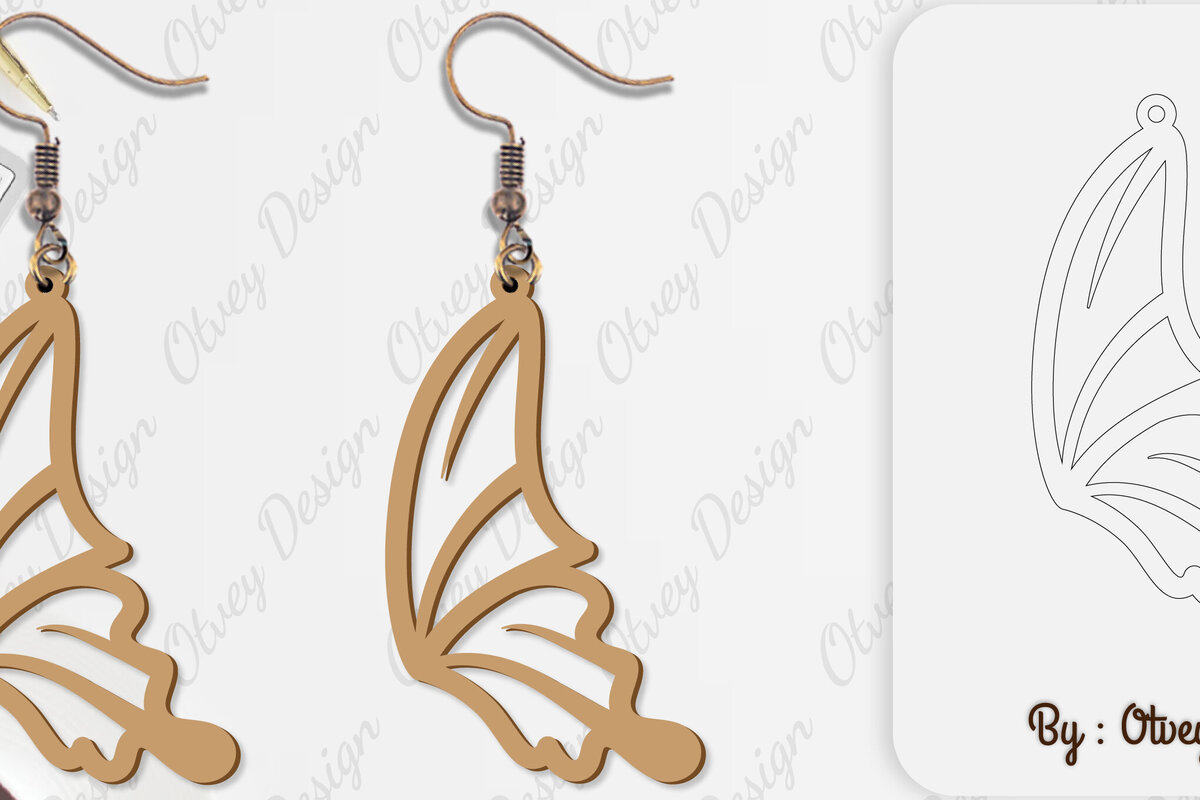 Intra απο ξύλο plywood 3mm-4mm πάχος Σκουλαρίκι με φτερό πεταλούδας Δίασταση 3x3 cm INTRAFABR-101162823