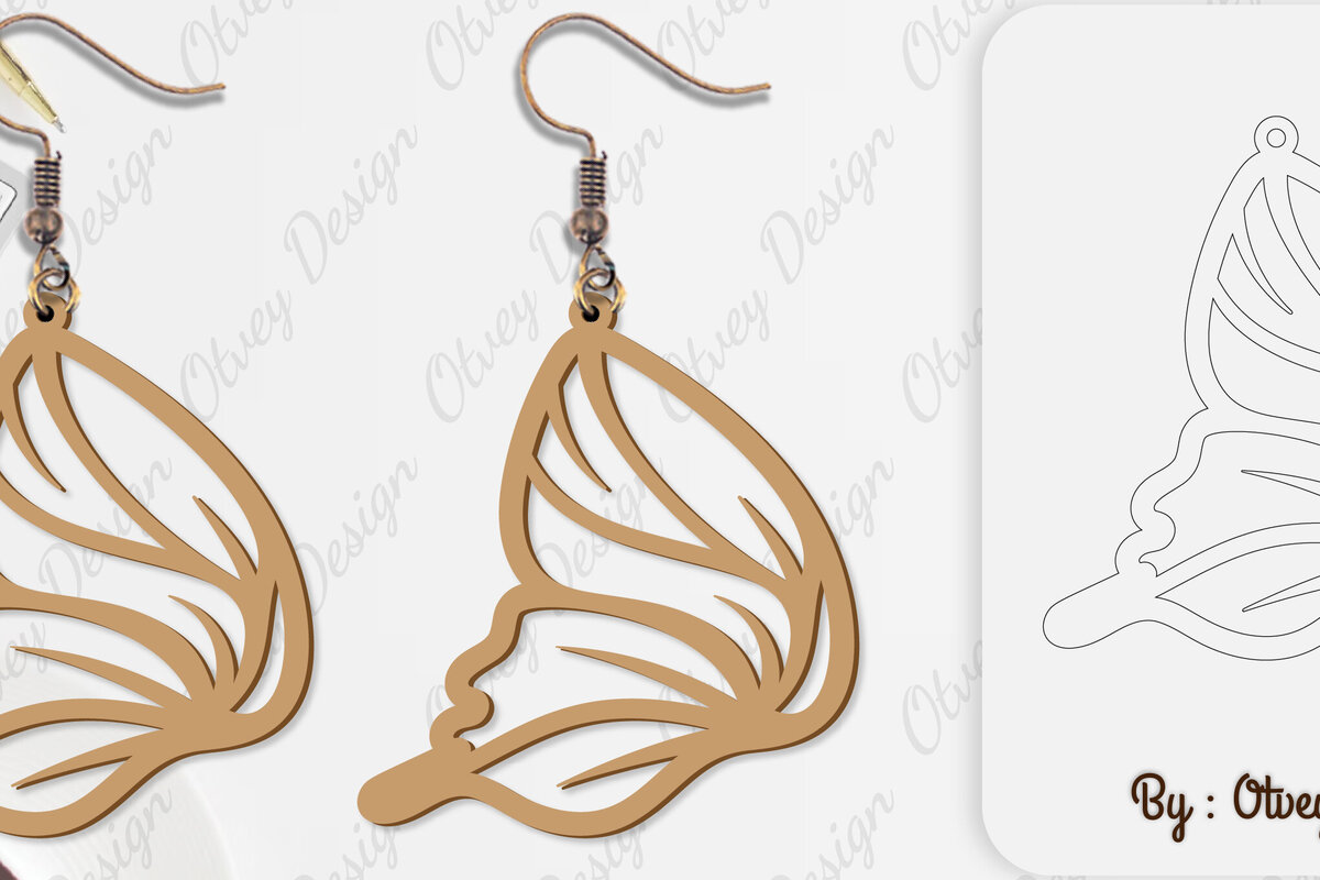 Intra απο ξύλο plywood 3mm-4mm πάχος Σκουλαρίκι με φτερό πεταλούδας Δίασταση 3x3 cm INTRAFABR-101162891