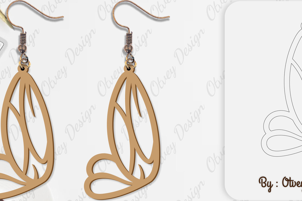 Intra απο ξύλο plywood 3mm-4mm πάχος Σκουλαρίκι με φτερό πεταλούδας Δίασταση 3x3 cm INTRAFABR-101162918