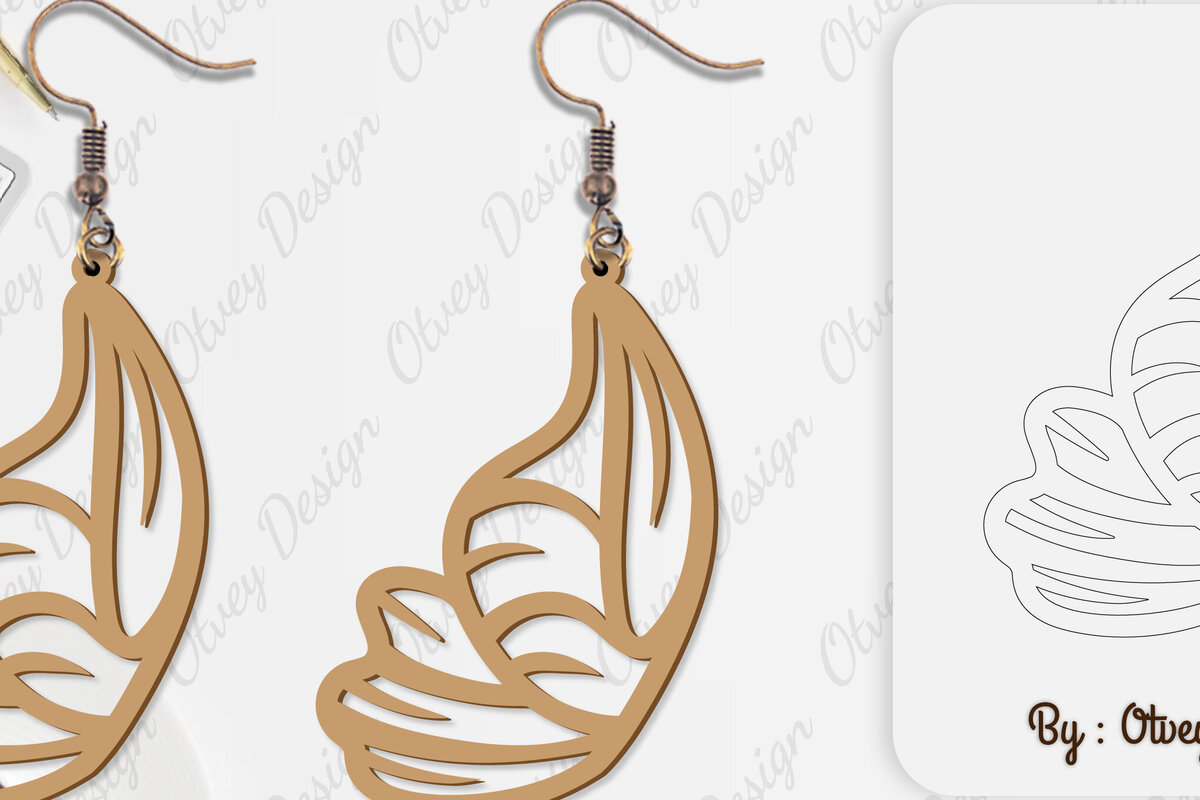 Intra απο ξύλο plywood 3mm-4mm πάχος Σκουλαρίκι με φτερό πεταλούδας Δίασταση 3x3 cm INTRAFABR-101162133