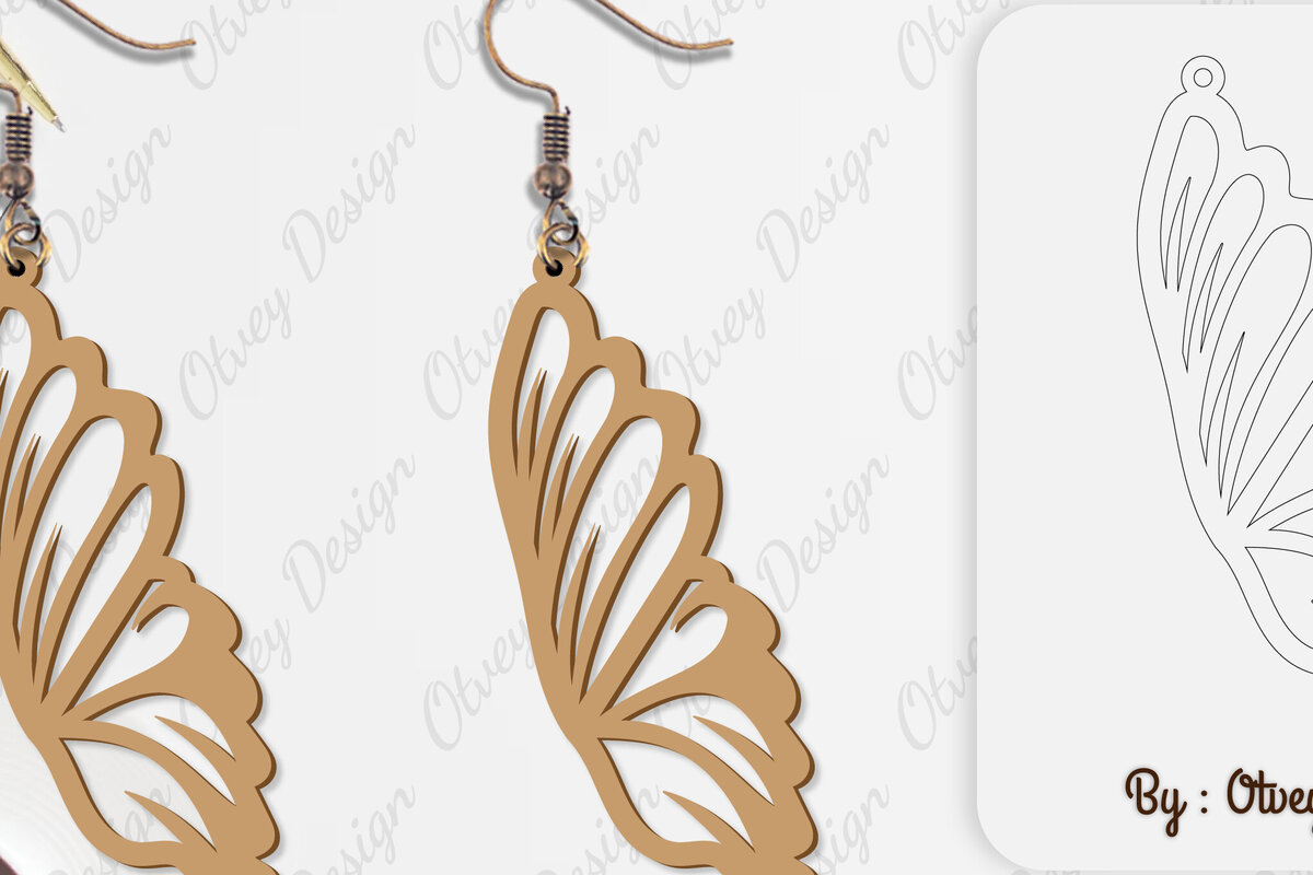 Intra απο ξύλο plywood 3mm-4mm πάχος Σκουλαρίκι με φτερό πεταλούδας Δίασταση 3x3 cm INTRAFABR-101162178