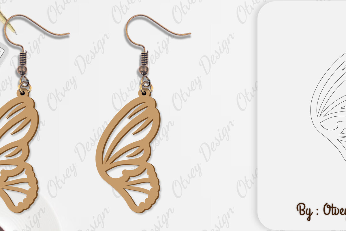 Intra απο ξύλο plywood 3mm-4mm πάχος Σκουλαρίκι με φτερό πεταλούδας Δίασταση 3x3 cm INTRAFABR-101162268