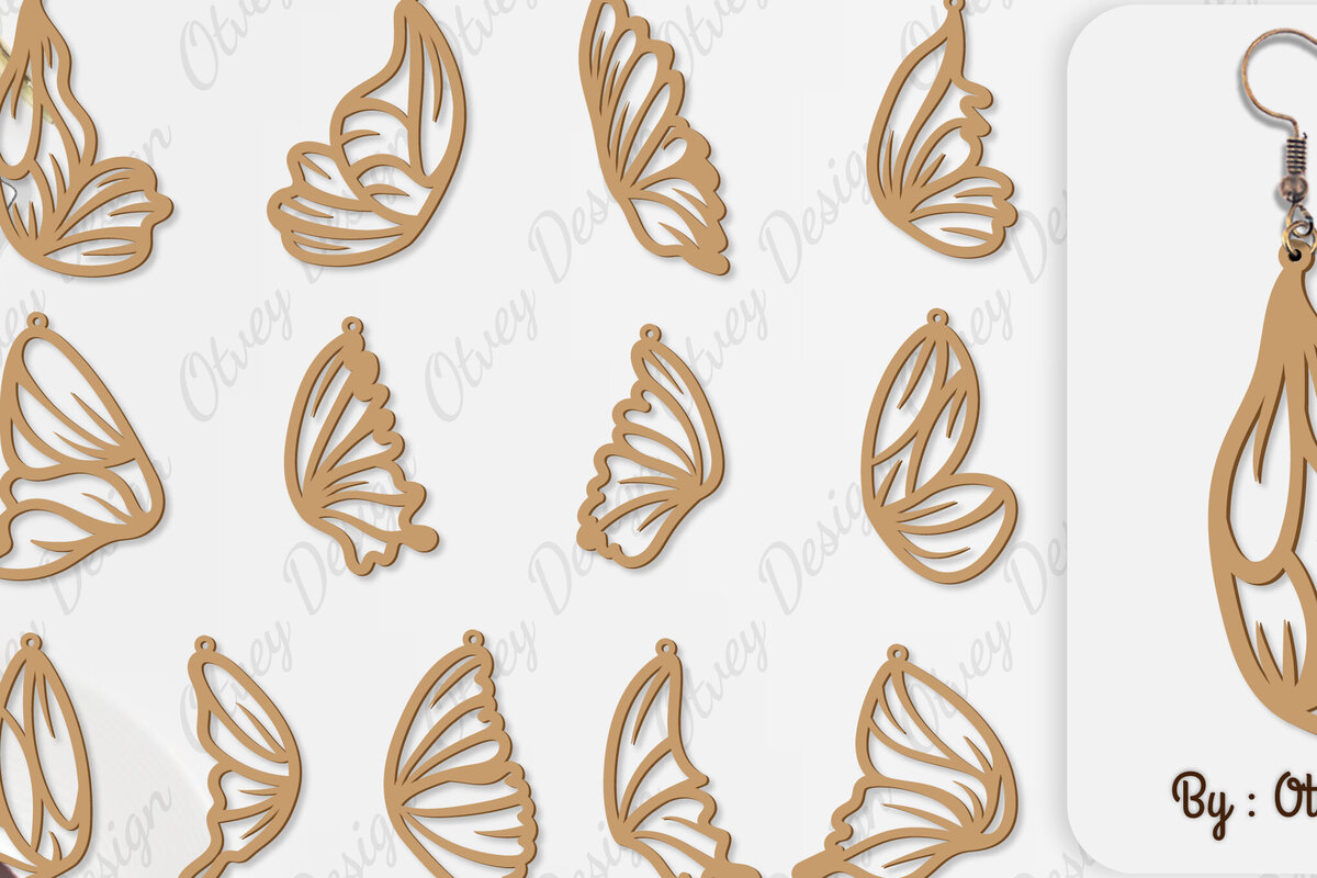 Intra απο ξύλο plywood 3mm-4mm πάχος Σκουλαρίκι με φτερό πεταλούδας με Δίασταση 3x3 cm INTRAFABR-100162447