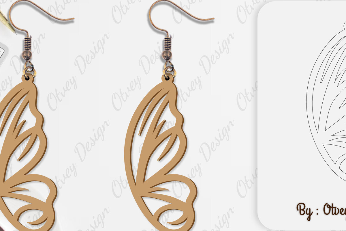 Intra απο ξύλο plywood 3mm-4mm πάχος Σκουλαρίκι με φτερό πεταλούδας Δίασταση 3x3 cm INTRAFABR-101161989