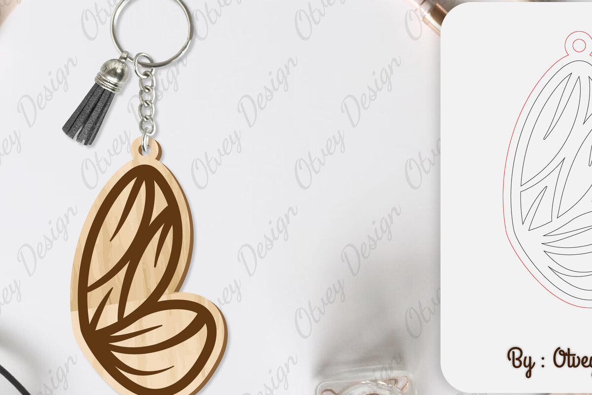 Intra απο ξύλο plywood 3mm-4mm πάχος Μπρελόκ με φτερό πεταλούδας με λέιζερ Δίασταση 6x6 cm INTRAFABR-101180207