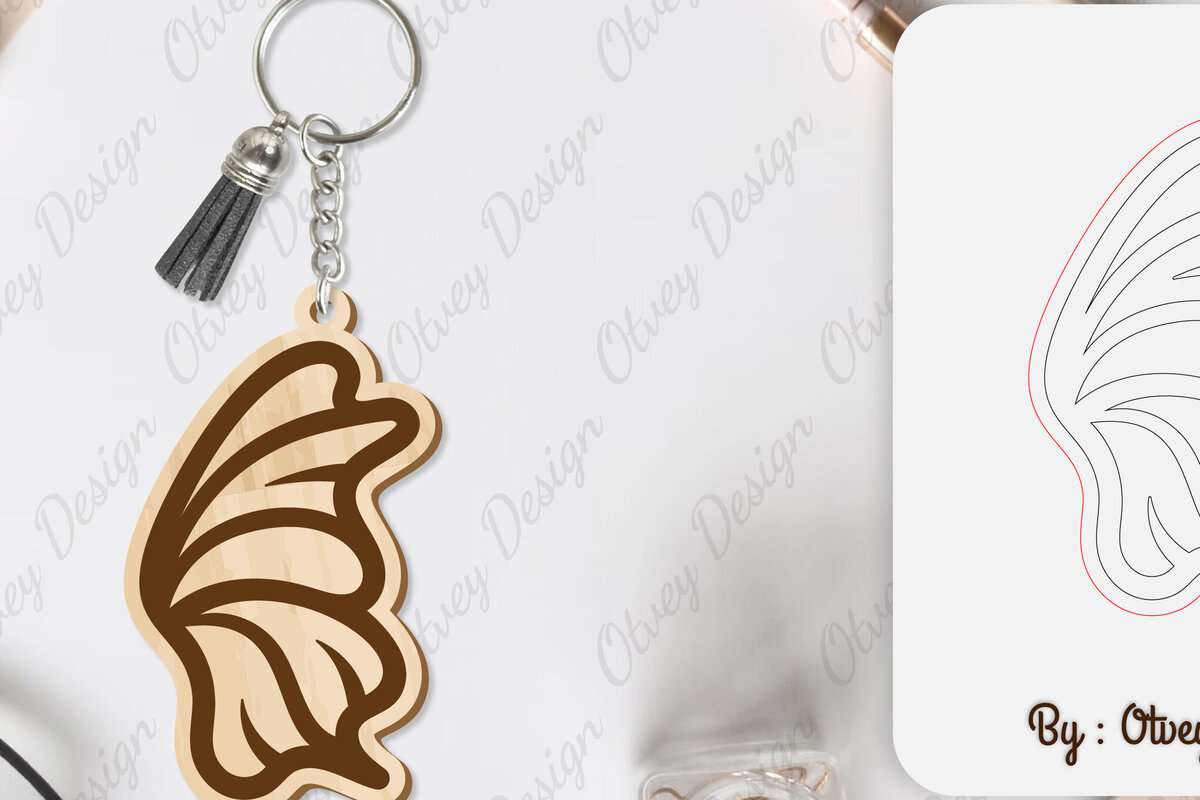 Intra απο ξύλο plywood 3mm-4mm πάχος Μπρελόκ με φτερό πεταλούδας με λέιζερ Δίασταση 6x6 cm INTRAFABR-101180225