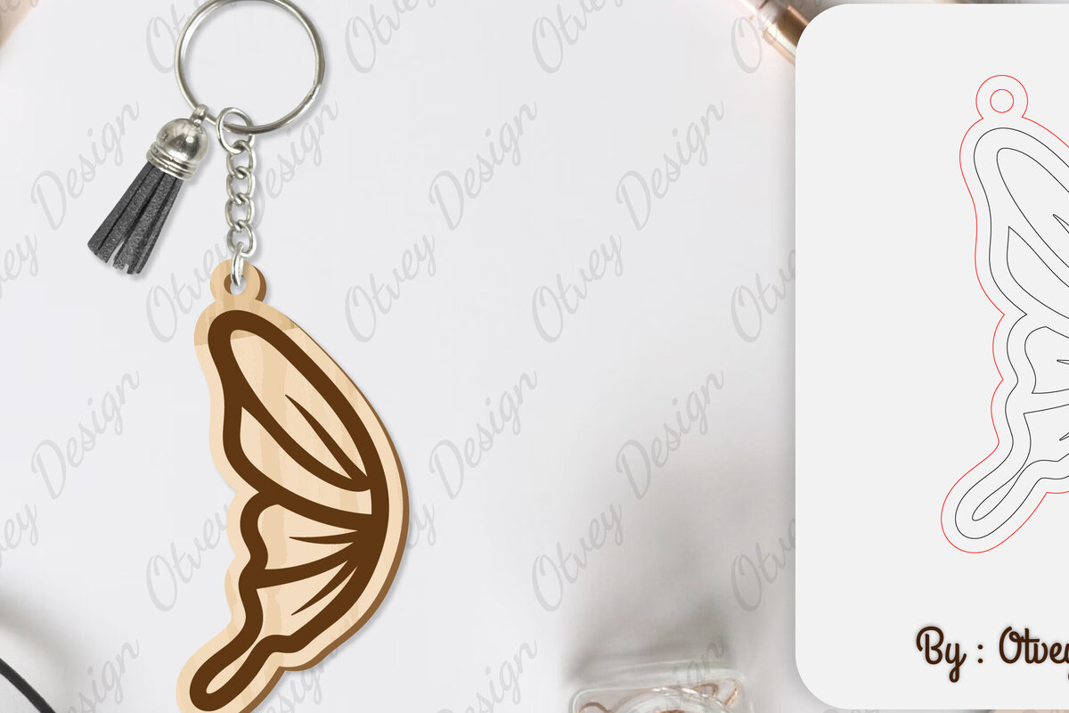 Intra απο ξύλο plywood 3mm-4mm πάχος Μπρελόκ με φτερό πεταλούδας με λέιζερ Δίασταση 6x6 cm INTRAFABR-101180273