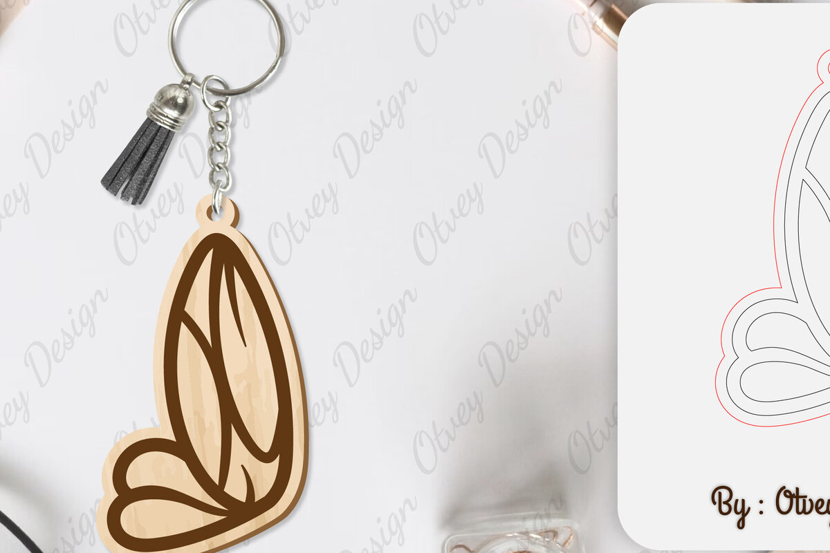 Intra απο ξύλο plywood 3mm-4mm πάχος Μπρελόκ με φτερό πεταλούδας με λέιζερ Δίασταση 6x6 cm INTRAFABR-101180360