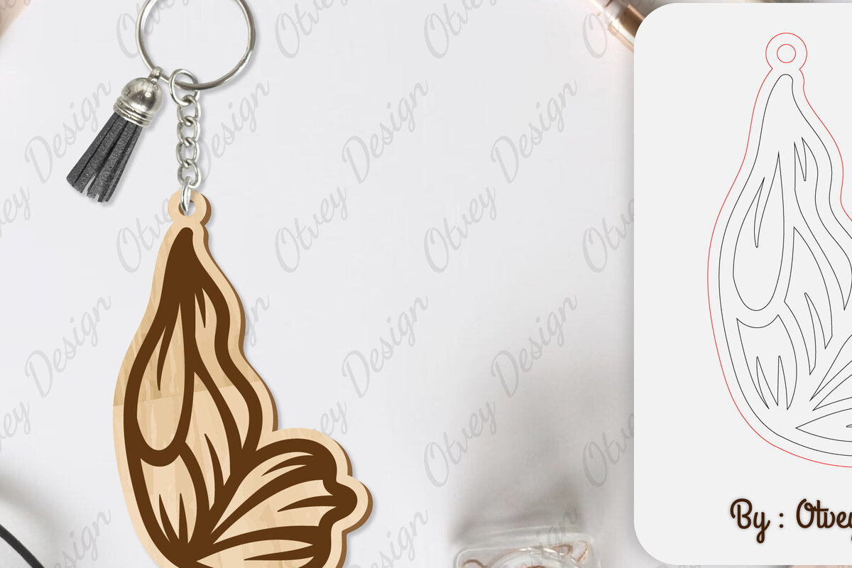 Intra απο ξύλο plywood 3mm-4mm πάχος Μπρελόκ με φτερό πεταλούδας με λέιζερ Δίασταση 6x6 cm INTRAFABR-101180099