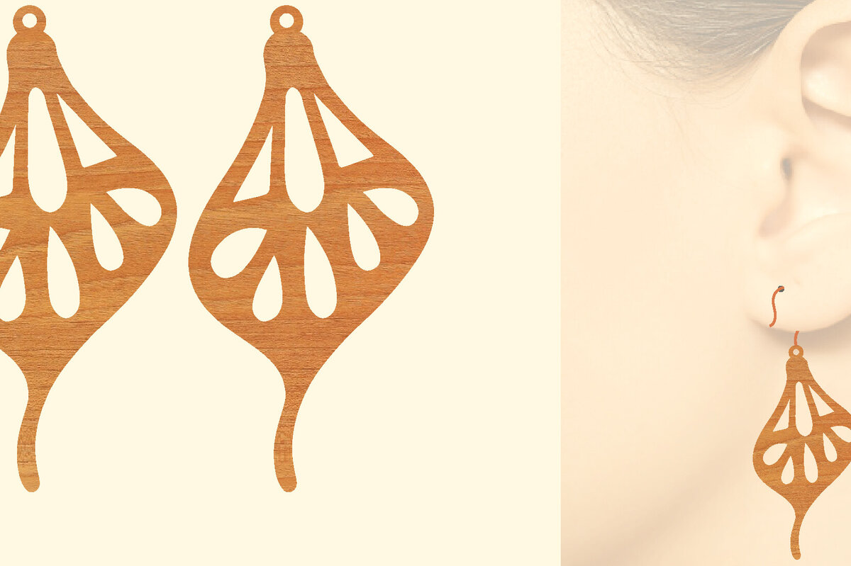 Intra απο ξύλο plywood 3mm-4mm πάχος Ξύλινα Σκουλαρίκια Butterfly Cut  Δίασταση 3x3 cm INTRAFABR-96996922 - Image 1