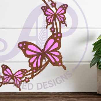 Intra απο ξύλο plywood 3mm-4mm πάχος Επιγραφή τοίχου στεφάνι πεταλούδας, Δίασταση 10x10 cm INTRAFABR-93351673 - Image 1