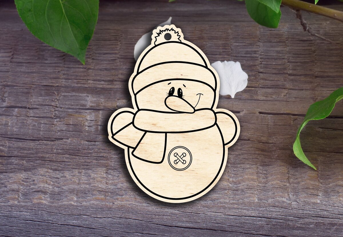 Intra απο ξύλο plywood 3mm-4mm πάχος Κουμπιά το χριστουγεννιάτικο στολίδι χιονάνθρωπος Δίασταση 8x8 cm INTRAFABR-31509582