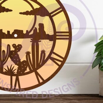 Intra απο ξύλο plywood 3mm-4mm πάχος Cactus Desert Clock Ρολόι τοίχου Cactus Cut  Δίασταση 8x8 cm INTRAFABR-113348486 - Image 1