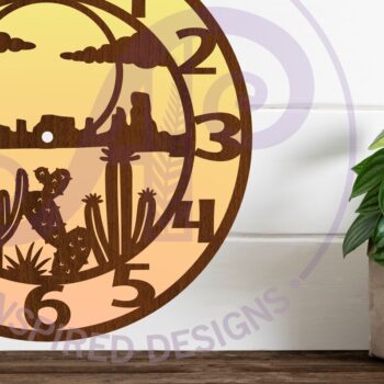 Intra απο ξύλο plywood 3mm-4mm πάχος Cactus Desert Clock Ρολόι τοίχου Cactus Cut  Δίασταση 8x8 cm INTRAFABR-113348486 - Image 3