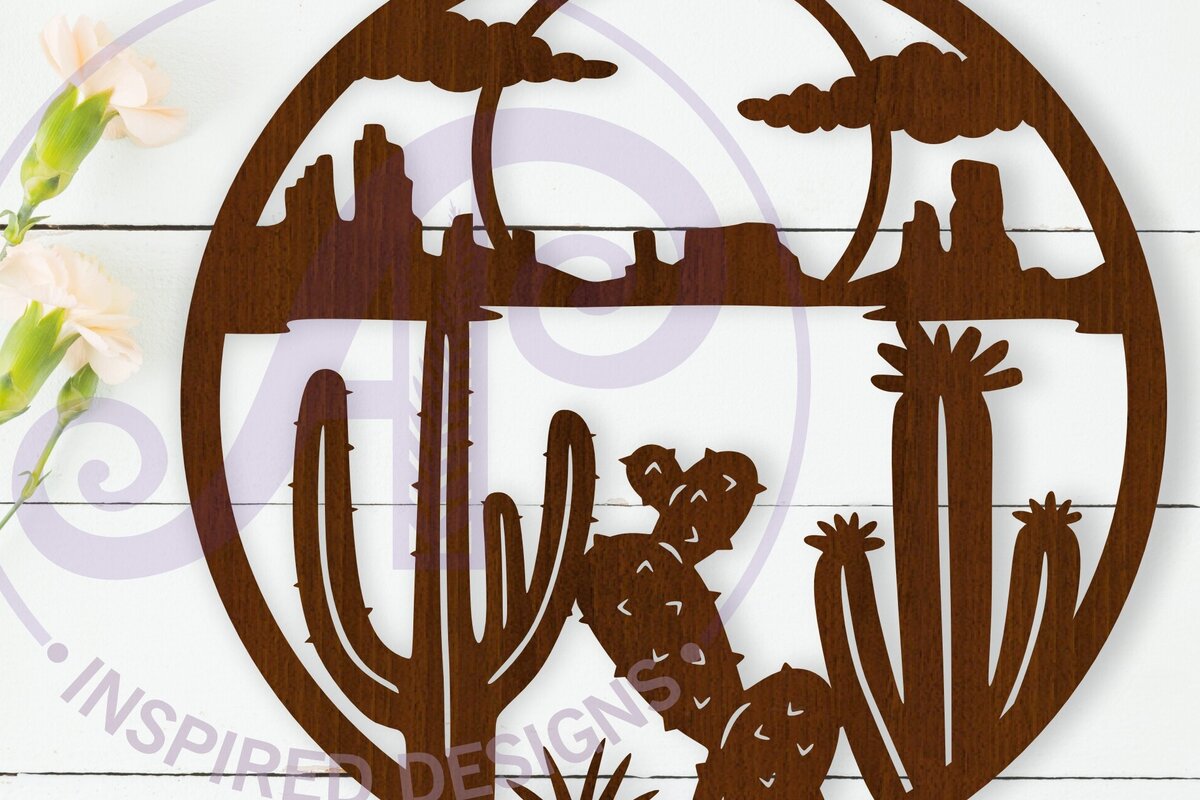 Intra απο ξύλο plywood 3mm-4mm πάχος Επιγραφή τοίχου Cactus Desert, Δίασταση 10x10 cm INTRAFABR-110351099