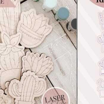 Intra απο ξύλο plywood 3mm-4mm πάχος Cactus DiY Craft Kit Δίασταση 6x6 cm INTRAFABR-75548346 - Image 1