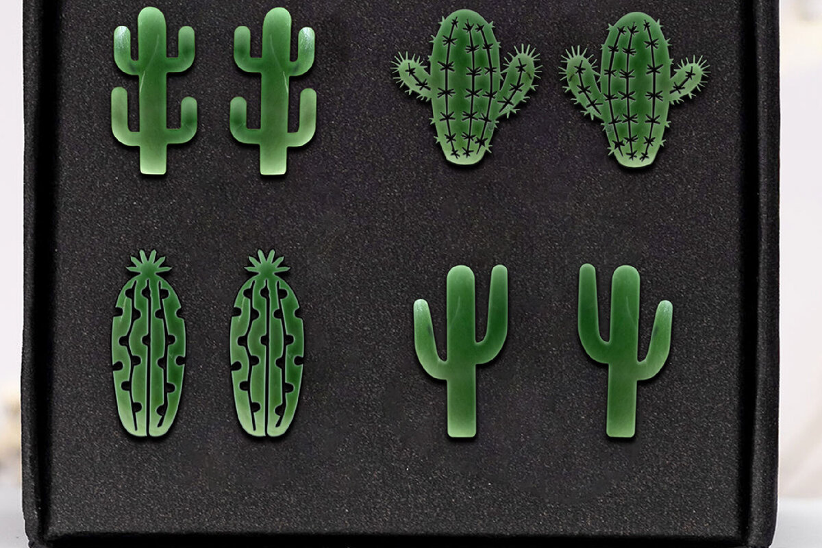 Intra απο ξύλο plywood 3mm-4mm πάχος Σκουλαρίκια Cactus Cut . Δίασταση 4x4 cm INTRAFABR-111381950