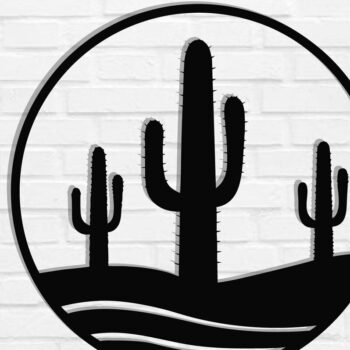 Intra απο ξύλο plywood 3mm-4mm πάχος Cactus Metal Wall Art, κοπής με λέιζερ Δίασταση 40x40 cm INTRAFABR-119298912 - Image 1