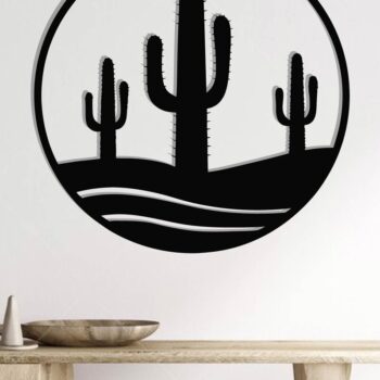 Intra απο ξύλο plywood 3mm-4mm πάχος Cactus Metal Wall Art, κοπής με λέιζερ Δίασταση 40x40 cm INTRAFABR-119298912 - Image 2
