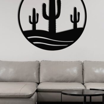 Intra απο ξύλο plywood 3mm-4mm πάχος Cactus Metal Wall Art, κοπής με λέιζερ Δίασταση 40x40 cm INTRAFABR-119298912 - Image 3