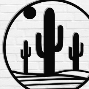 Intra απο ξύλο plywood 3mm-4mm πάχος Cactus Metal Wall Art, κοπής με λέιζερ Δίασταση 40x40 cm INTRAFABR-119298951