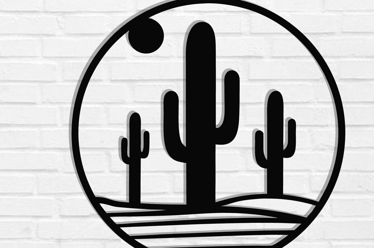 Intra απο ξύλο plywood 3mm-4mm πάχος Cactus Metal Wall Art, κοπής με λέιζερ Δίασταση 40x40 cm INTRAFABR-119298951