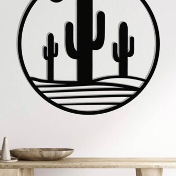 Intra απο ξύλο plywood 3mm-4mm πάχος Cactus Metal Wall Art, κοπής με λέιζερ Δίασταση 40x40 cm INTRAFABR-119298951 - Image 2