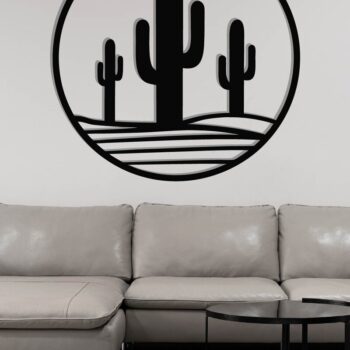Intra απο ξύλο plywood 3mm-4mm πάχος Cactus Metal Wall Art, κοπής με λέιζερ Δίασταση 40x40 cm INTRAFABR-119298951 - Image 3