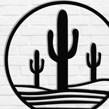 Intra απο ξύλο plywood 3mm-4mm πάχος Cactus Metal Wall Art, κοπής με λέιζερ Δίασταση 40x40 cm INTRAFABR-119298969 - Image 1