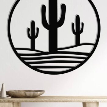 Intra απο ξύλο plywood 3mm-4mm πάχος Cactus Metal Wall Art, κοπής με λέιζερ Δίασταση 40x40 cm INTRAFABR-119298969 - Image 2