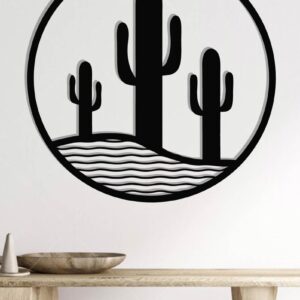 Intra απο ξύλο plywood 3mm-4mm πάχος Cactus Metal Wall Art, κοπής με λέιζερ Δίασταση 40x40 cm INTRAFABR-119299008