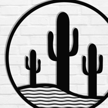 Intra απο ξύλο plywood 3mm-4mm πάχος Cactus Metal Wall Art, κοπής με λέιζερ Δίασταση 40x40 cm INTRAFABR-119299008 - Image 2
