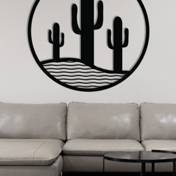 Intra απο ξύλο plywood 3mm-4mm πάχος Cactus Metal Wall Art, κοπής με λέιζερ Δίασταση 40x40 cm INTRAFABR-119299008 - Image 3