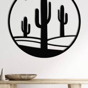 Intra απο ξύλο plywood 3mm-4mm πάχος Cactus Metal Wall Art, κοπής με λέιζερ Δίασταση 40x40 cm INTRAFABR-119299033