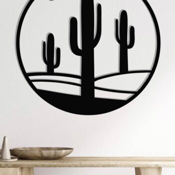 Intra απο ξύλο plywood 3mm-4mm πάχος Cactus Metal Wall Art, κοπής με λέιζερ Δίασταση 40x40 cm INTRAFABR-119299033 - Image 1