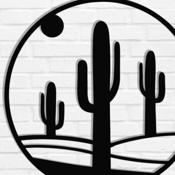 Intra απο ξύλο plywood 3mm-4mm πάχος Cactus Metal Wall Art, κοπής με λέιζερ Δίασταση 40x40 cm INTRAFABR-119299033 - Image 2