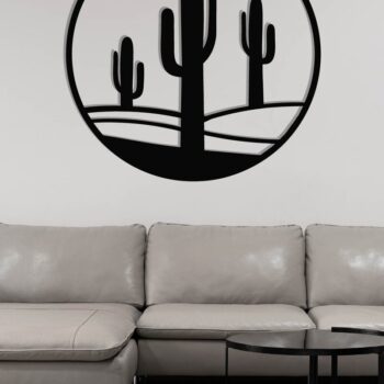 Intra απο ξύλο plywood 3mm-4mm πάχος Cactus Metal Wall Art, κοπής με λέιζερ Δίασταση 40x40 cm INTRAFABR-119299033 - Image 3