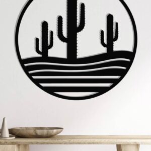 Intra απο ξύλο plywood 3mm-4mm πάχος Cactus Metal Wall Art, κοπής με λέιζερ Δίασταση 40x40 cm INTRAFABR-119299073