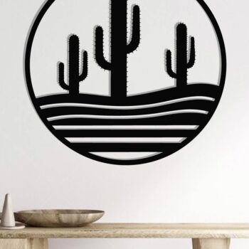 Intra απο ξύλο plywood 3mm-4mm πάχος Cactus Metal Wall Art, κοπής με λέιζερ Δίασταση 40x40 cm INTRAFABR-119299073 - Image 1
