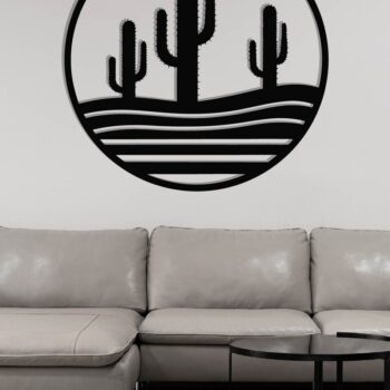 Intra απο ξύλο plywood 3mm-4mm πάχος Cactus Metal Wall Art, κοπής με λέιζερ Δίασταση 40x40 cm INTRAFABR-119299073 - Image 3